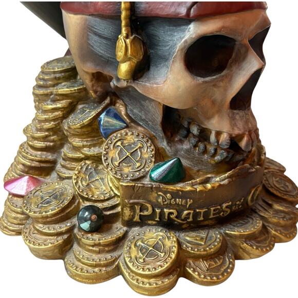 Pirates of the Caribbean Disney Store Plastic Coin Bank Skull Treasure with Plug - Picture 13 of 16